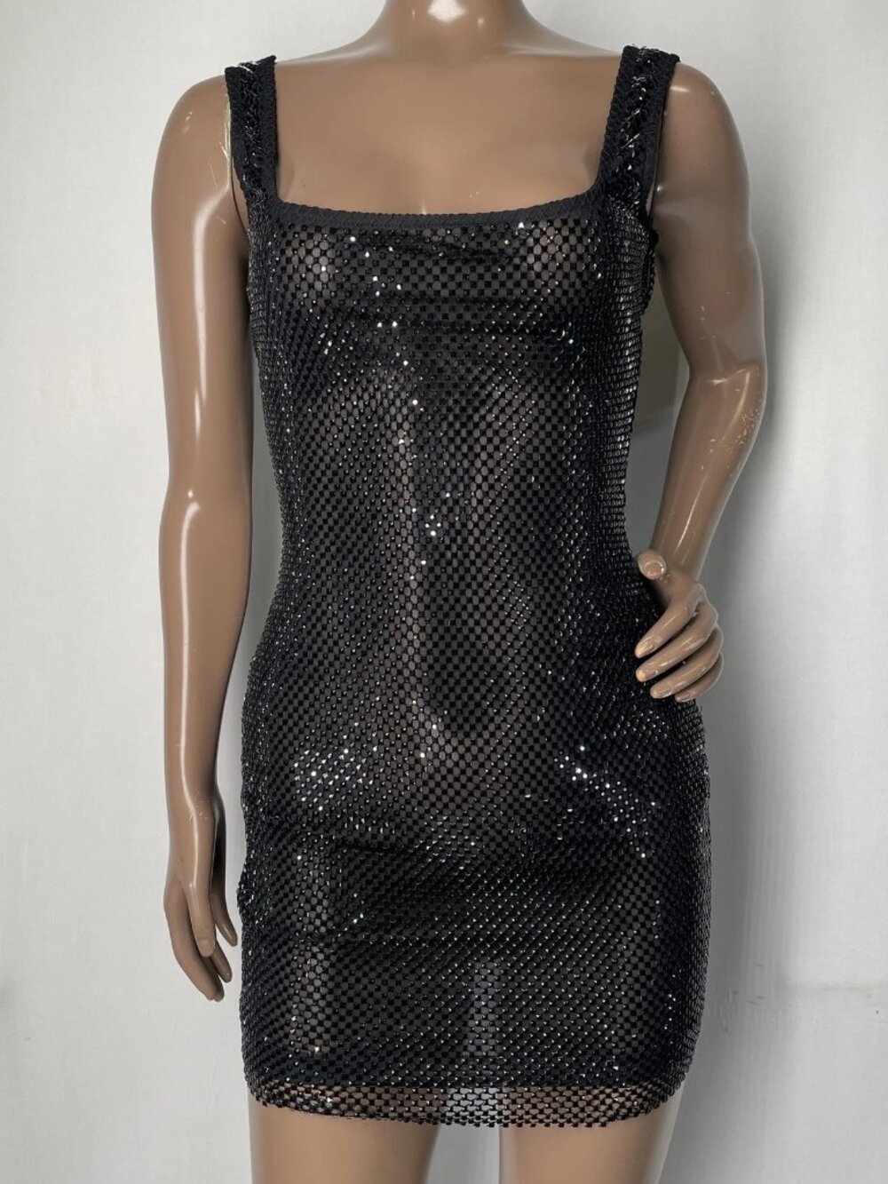 Babyboo Womens Mini Dress Black Size XS Petra Stretch Mesh Embellished Bodycon